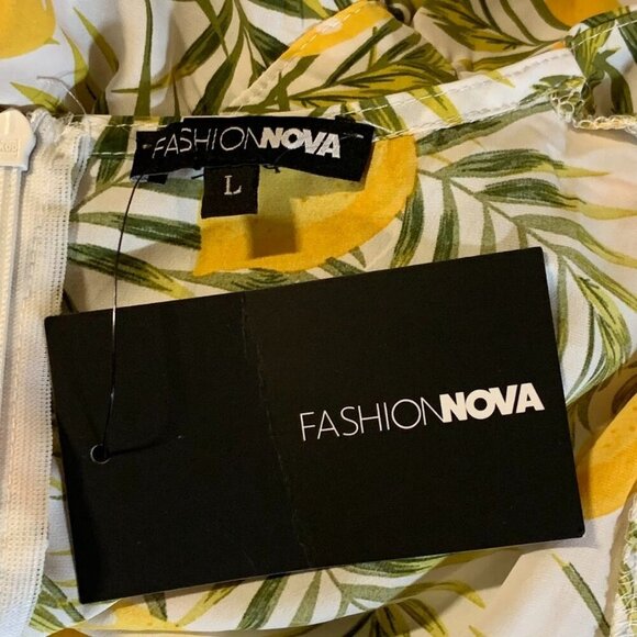 Fashion Nova Women's Lemon Drop Hi Low Long Sleeve V Neck Dress‎ Size L NWT - Picture 8 of 15